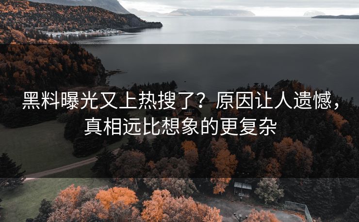 黑料曝光又上热搜了？原因让人遗憾，真相远比想象的更复杂