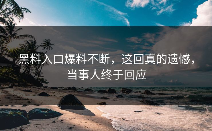 黑料入口爆料不断，这回真的遗憾，当事人终于回应