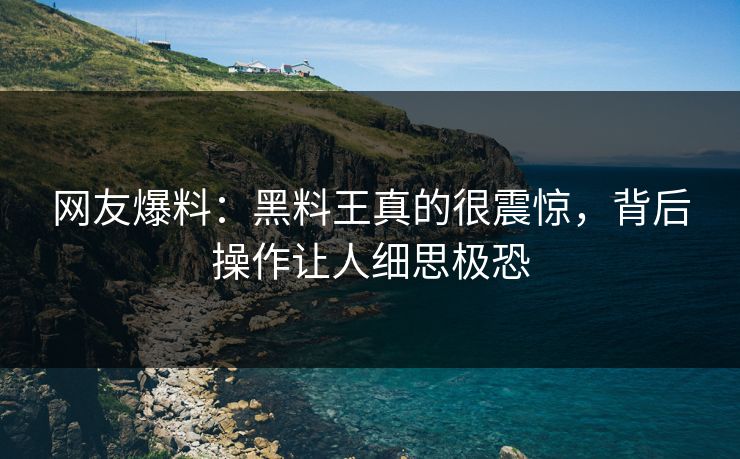 网友爆料：黑料王真的很震惊，背后操作让人细思极恐