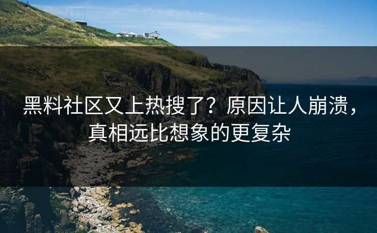 黑料社区又上热搜了？原因让人崩溃，真相远比想象的更复杂