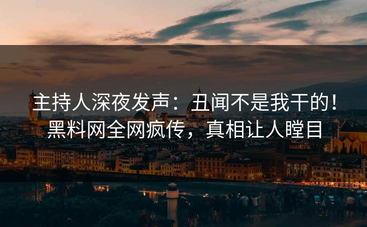 主持人深夜发声：丑闻不是我干的！黑料网全网疯传，真相让人瞠目