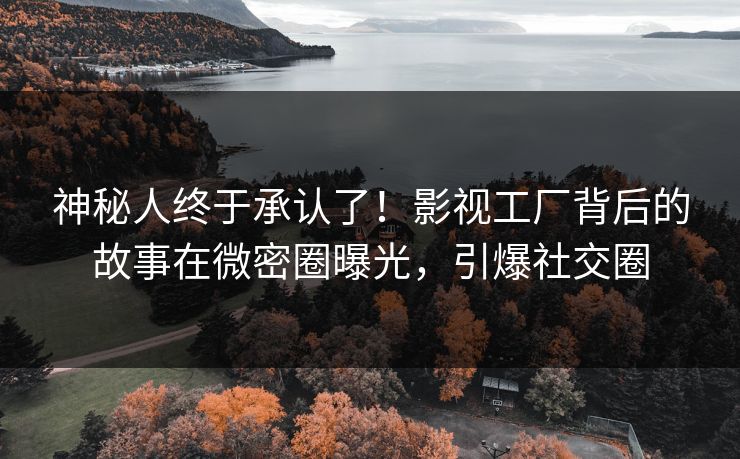 神秘人终于承认了！影视工厂背后的故事在微密圈曝光，引爆社交圈
