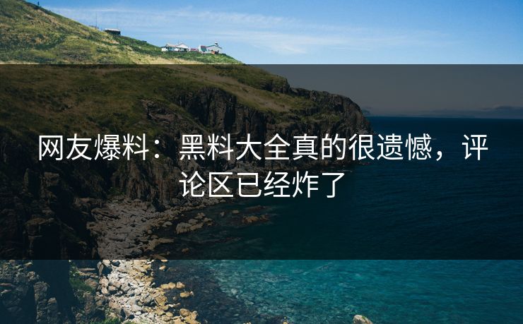 网友爆料：黑料大全真的很遗憾，评论区已经炸了