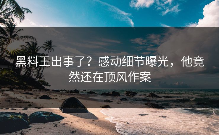 黑料王出事了？感动细节曝光，他竟然还在顶风作案