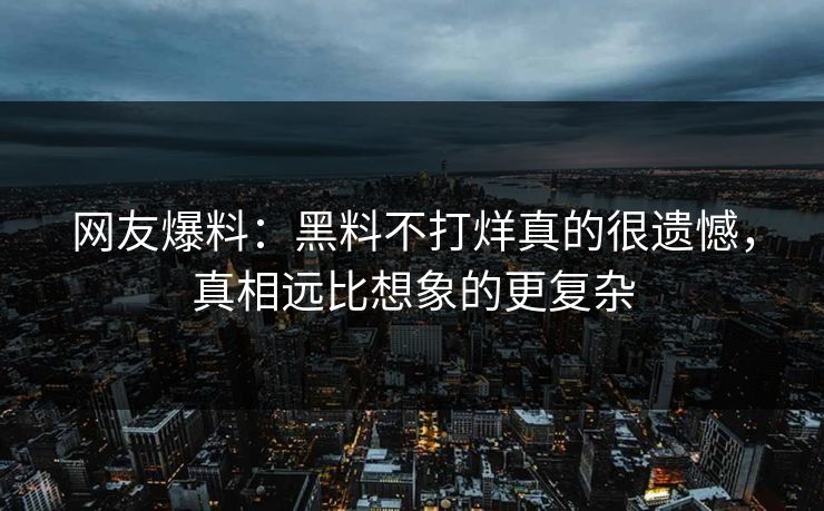 网友爆料：黑料不打烊真的很遗憾，真相远比想象的更复杂