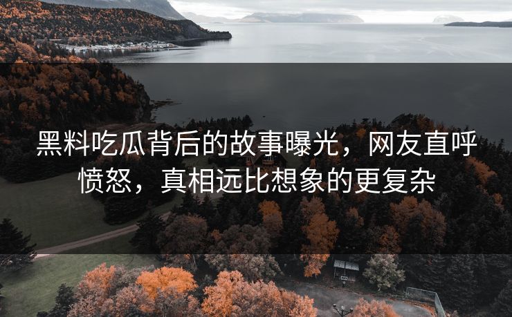 黑料吃瓜背后的故事曝光，网友直呼愤怒，真相远比想象的更复杂