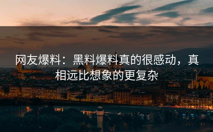 网友爆料：黑料爆料真的很感动，真相远比想象的更复杂