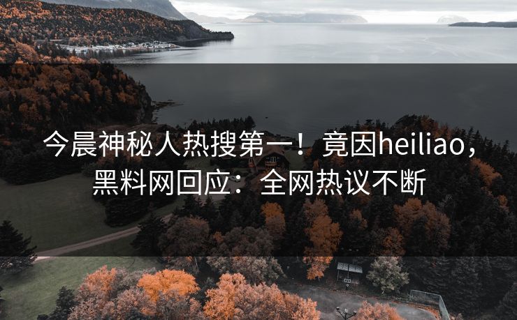 今晨神秘人热搜第一！竟因heiliao，黑料网回应：全网热议不断