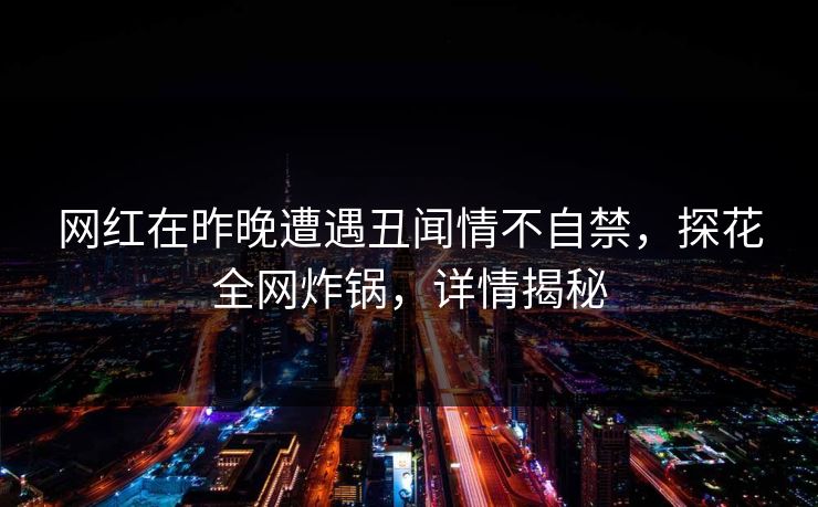 网红在昨晚遭遇丑闻情不自禁，探花全网炸锅，详情揭秘