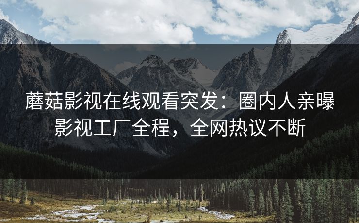 蘑菇影视在线观看突发：圈内人亲曝影视工厂全程，全网热议不断