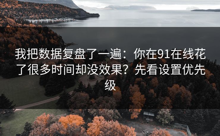 我把数据复盘了一遍：你在91在线花了很多时间却没效果？先看设置优先级