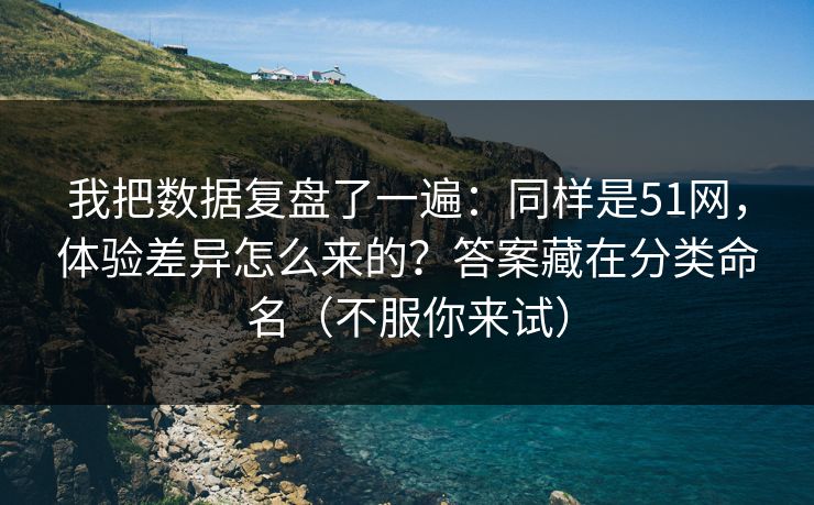 我把数据复盘了一遍：同样是51网，体验差异怎么来的？答案藏在分类命名（不服你来试）