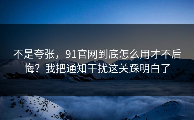 不是夸张，91官网到底怎么用才不后悔？我把通知干扰这关踩明白了